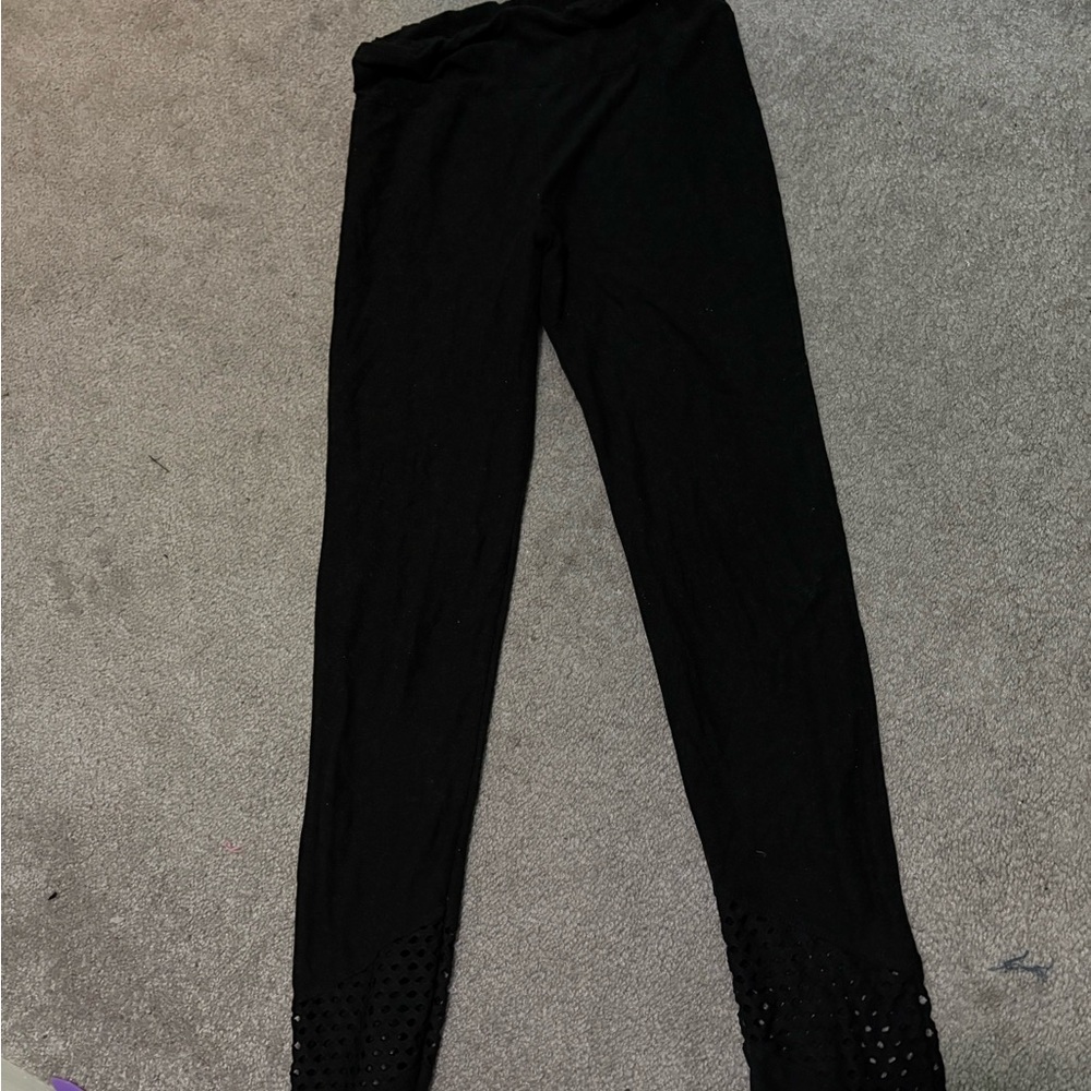 Black Leggings with Textured Detail